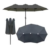 Toldo de repuesto extragrande UV50+ para sombrilla de patio, 12 varillas, 465 x 270 cm, rectangular, portátil, tela para exteriores, para patio, playa, fiestas (gris)