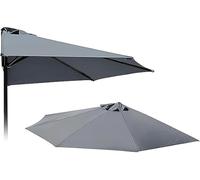 Toldo de repuesto for sombrilla semicircular, tela for exteriores 5 varillas 2,7 m y 3,0 , poliéster resistente a los rayos UV 180g(Grey,3.0m/10ft)