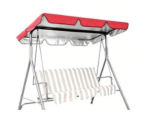 Toldo de repuesto impermeable para columpio de 2/3 asientos al aire libre, ajuste universal para planeador Hollywood, tela 210D duradera con revestimiento plateado, rojo (75 x 52 x 6 pulgadas)