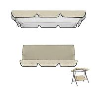 Toldo de repuesto para columpio de jardín de 3 plazas, impermeable, resistente a los rayos UV, cubierta de columpio para exteriores, parte superior de sombrilla, beige, 195 x 125 cm, accesorio
