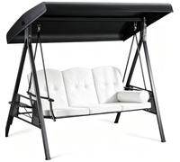 Toldo de Repuesto para Columpio, Impermeable, con ProteccióN UV, de Tela Oxford, Parasol para Columpio de Exterior de 3 Plazas(Black)
