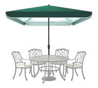 Toldo de repuesto para sombrilla cuadrada de patio de 8.2 x 8.2 pies, solo 4 varillas, color verde, 2.2 x 1.8 m, tela duradera para exteriores, fácil de instalar