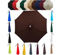 Toldo de repuesto para sombrilla de 2/2.3/2.5/2.7/3.0 m, 6 y 8 varillas, tela de protección UV para jardín, patio, piscina, mercado, color café, cubierta de sombra duradera para exteriores