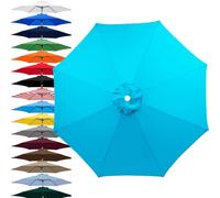 Toldo de repuesto para sombrilla de exterior, funda de repuesto para sombrilla de 6/8 varillas, Cubierta de Recambio para Parasol de mesa, mercado, patio, solo toldo(Azul lago,270cm-6Brazos)