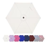 Toldo de repuesto para sombrilla de exterior, resistente a la decoloración, cubierta de jardín para sombrillas de 2,0, 2,5, 2,7 y 3 m, 6 varillas, color blanco, 300 cm, duradera