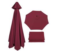 Toldo de repuesto para sombrilla de patio con 8 varillas, protección UV, se adapta a sombrillas de 2 m a 3,5 m, color rojo vino, parte superior de tela de 3 m