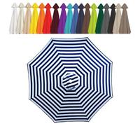 Toldo de Repuesto para Sombrilla de Patio, Cubierta de Repuesto Protección UV, Tela de Paraguas 6/8 Varillas para Exterior Jardín Trasero 2/2.3/2.5/2.7/3.0/3.5/4.0m(Blue and White,2.70m/8 Ribs)