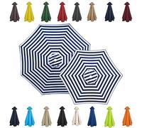 Toldo de Repuesto para Sombrilla de Patio, Cubierta de Sombrilla Protección UV, Tela de Repuesto Resistente al Agua para Jardín Patio Trasero Piscina 2.0/2.3/2.7/3.0/4.0m(Blue and White,2.50m/8 Ribs)