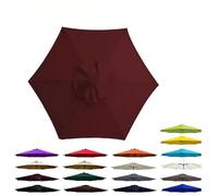 Toldo de repuesto para sombrilla de patio de 2 a 3 m, cubierta de parasol para exteriores de 6 varillas, poliéster UV 50+, color rojo vino de 200 cm, tela de sombrilla para exteriores