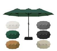 Toldo De Repuesto Para Sombrilla Grandes Doble 465x270cm, Impermeable Protección UV 50+ Cubierta De Parasol Jardín, 12 Varillas, Funda Protectora Tela De Paraguas Para Patio Piscina(Dark-green)