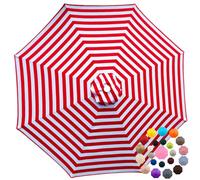 Toldo de Repuesto para Sombrilla Terraza Exterior, 2/2.3/2.5/2.7/3/4m Tela de Recambio de Parasol de Jardín 6/8 Varillas, Poliéster Resistente al Agua, Anti UV(Red and White,2.8m (9.2FT) - 8 Ribs)