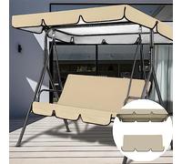 Toldo de repuesto resistente al agua para columpio de 2/3 plazas al aire libre, cubierta superior para columpio de patio al aire libre, color beige, 55 x 47.2 x 7.1 pulgadas