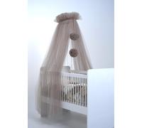 Toldo de tul para bebé, 165 cm, con pompones, mosquitera y decoración de habitación