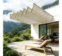 Toldo de vela retráctil ajustable, impermeable, con bloqueo UV, para patios y jardines, 400 x 800 cm, color caqui, incluye cuerda para una fácil instalación