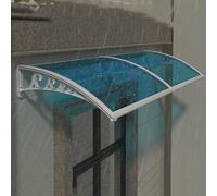 Toldo duradero para puerta delantera, moderno, transparente, protección UV, panel azul con soportes opcionales negro/dorado, 120 x 70 cm, elegante refugio al aire libre para la entrada del hogar