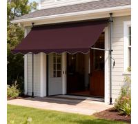 Toldo Enrollable Impermeable, Protección Solar Contra El Agua, Toldo Para Balcones Con Manivela, Altura Ajustable, Parasol De Porche Jardín Sombra Exterior Terraza, Sin Taladro(WineRed,150x120cm)