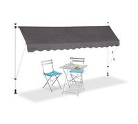 Toldo enrollable, Toldo retráctil de poliéster gris, Toldo exterior portátil