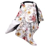 Toldo floral para asiento de coche de bebé, suave felpa visón con puntos, funda de asiento de coche para niñas, toldo de asiento de coche para bebé, funda elástica multiusos para cochecito, silla alta