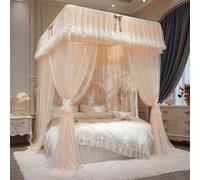 Toldo for cama, cortinas de cama con dosel de princesa de doble capa de encaje con volantes de ensueño con marco for cama Queen/Full - Privacidad romántica for decoración(Apricot,Cal.King/1.8x2.2M)