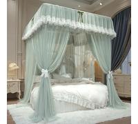 Toldo for cama, cortinas de cama con dosel de princesa de doble capa de encaje con volantes de ensueño con marco for cama Queen/Full - Privacidad romántica for decoración(Green,Cal.King/1.8x2.2M)