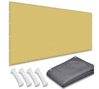 Toldo impermeable de 2,6 x 2,9 m, 98 % de protección UV, con 4 cuerdas, para patio, jardín, terraza, color amarillo arena, solución de parasol para exteriores