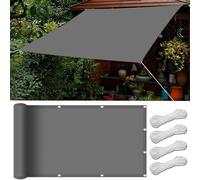 Toldo impermeable de 4 x 4 m, tela rectangular impermeable y resistente al viento, con cuerdas de montaje para jardín, camping y uso al aire libre, color gris oscuro