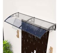 Toldo impermeable de policarbonato para puerta, protección UV y lluvia, para ventanas y patios al aire libre, marco de aluminio, 80 x 520 cm, diseño elegante y transparente