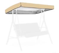 Toldo impermeable para columpios de jardín, funda de repuesto de 3 plazas en tela Oxford 420D con volante decorativo para uso elegante en exteriores (beige)