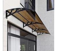 Toldo impermeable para puerta delantera, protección UV, con soporte negro, 60 x 360 cm, perfecto para entradas y entradas