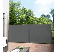 Toldo Lateral Doble tamaños - Exterior - contra Viento, Sol y visión - Gris - 180 x (2X 300) cm