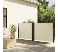 Toldo lateral extensible, color crema, 140 x 600 cm, impermeable y resistente a los rayos UV, protección visual para balcón, terraza y jardín, extracción automática, fácil montaje con fijación al