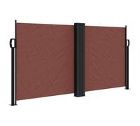 Toldo Lateral Retráctil Marrón 120 x 600 cm Lona Poliéster | Resistente al agua y a los rayos UV, bobinado automático, fijación estable al suelo, ideal para terraza e interior