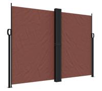 Toldo Lateral Retráctil Marrón 180 x 1000 cm Poliéster PU | Toldo lateral marrón 180 x 1000 cm, poliéster PU impermeable, enrollado automático, fijación de suelo incluida