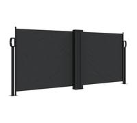 Toldo lateral retráctil negro 100 x 1000 cm de poliéster | Pantalla multifunción, fijación al suelo incluida, uso interior y exterior, lona transpirable, enrollado automático