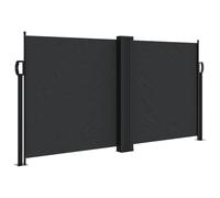Toldo lateral retráctil negro 120 cm, poliéster para balcón | Lona 100% poliéster recubierta de PU, enrollado automático, fijación de suelo incluida, uso interior y exterior