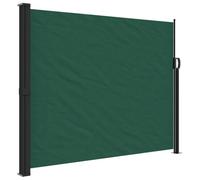 Toldo Lateral Retráctil Verde Oscuro 160 x 500 cm Lona Poliéster PU | Lona 100% poliéster, revestimiento de PU impermeable, viento sol, instalación en pared, fijación de suelo incluida, uso