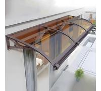 Toldo modular de policarbonato para ventana, 61 x 160 cm, cubierta para patio al aire libre con soporte de aluminio y drenaje, ideal para protección del hogar y el jardín, acabado marrón