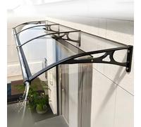 Toldo modular de policarbonato para ventana con canalón y soporte de aluminio, color negro, 100 x 160 cm, para protección al aire libre, patio, hogar y jardín
