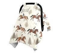Toldo para asiento de coche de bebé Minky de algodón lavado de doble capa | Funda para cochecito de bebé respetuosa con la piel, para viajes, caballos ecuestres, caballos de amor