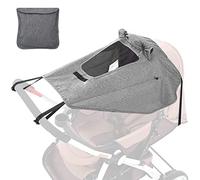 Toldo para cochecito con protección UV 50+, ajustable, universal con ventana y alas extra anchas, tejido de doble capa, impermeable, resistente al polvo y al viento