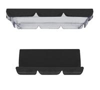 Toldo Para Columpio De Jardín 142x120 195x125 150x50 Impermeable Y Protección UV, Reemplazo De Techo Para Columpio Doble, Cubierta Para Porche Exterior, Fácil Instalación(Black,195x125cm+150x50cm)