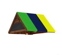 Toldo para equipo de juego al aire libre que proporciona una protección fiable contra los elementos (verde, azul y amarillo)