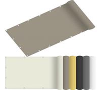 Toldo para exteriores, 120 x 435 cm, resistente al agua, de poliéster, con ojales y cuerdas, para patio, jardín, terraza, actividades al aire libre, color gris pardo