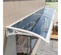 Toldo para exteriores con soporte de aluminio, 60 x 220 cm, protección contra la lluvia y el sol de policarbonato para terraza, terraza, patio, diseño elegante resistente a la intemperie