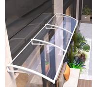 Toldo para exteriores de aluminio blanco con cubierta reductora de ruido, resistente a la intemperie, 80 x 300 cm / 31x118in, para protección de entrada, patio y porche.