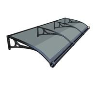 Toldo para patio al aire libre con soporte de aluminio, protección solar y lluvia, toldo de policarbonato gris oscuro, 120 x 180 cm, elegante y cubierta para entrada y patio