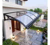 Toldo para puerta de entrada, techo de policarbonato de 60 x 60 cm con canalón, soporte ABS duradero, protección contra la lluvia, los rayos UV y la nieve, elegante refugio al aire libre para la