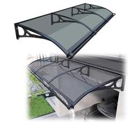 Toldo para puerta de patio, a prueba de rayos UV y lluvia con soportes de aluminio, sol al aire libre, 24 x 63 pulgadas, 31 x 47 pulgadas, 47 x 205 pulgadas, gris oscuro, cubierta de entrada