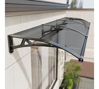 Toldo para puerta delantera, 100 x 200 cm, de policarbonato, de aluminio, para entrada, techo, lluvia, nieve y protección UV, color gris, duradero y elegante, refugio al aire libre