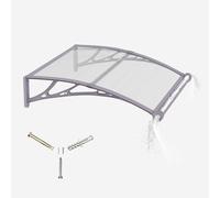 Toldo para puerta exterior con drenaje, 120 x 80 cm, protección UV UPF50+, barra de aluminio resistente a la lluvia y a la nieve, panel de policarbonato duradero para casa, porche, patio, terraza